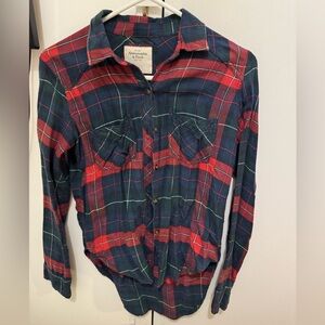 Abercrombie Cotton Button Down Plaid Shirt Red